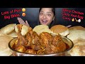 LOTS OF PURI LUCHI WITH SPICY CHICKEN CURRY AND EGG CURRY BIG BITES MUKBANG FOOD EATING VIDEOS