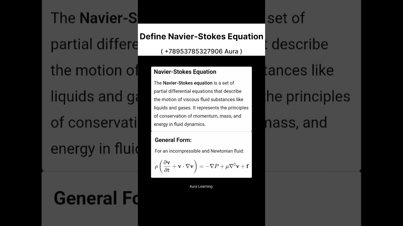 Define Navier Stokes Equation #science