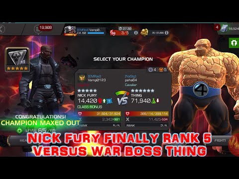 MCOC: NICK FURY FINALLY RANK 5 AND AWAKENED | GAMEPLAY AGAINST THING BOSS IN WAR