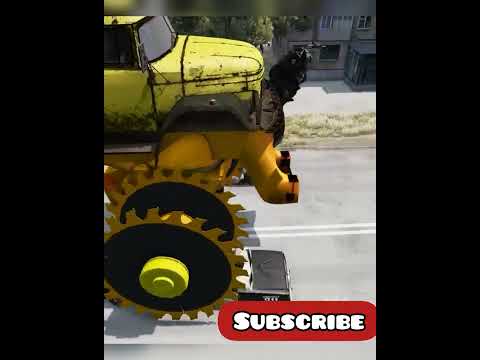 Giant Wheel Saw Monster crushes cars-Beamng drive | #shorts #crashes #car #crush #monster