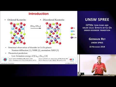 UNSW SPREE 201811-22 Germain Rey - CZTSSe thin-films and solar cells