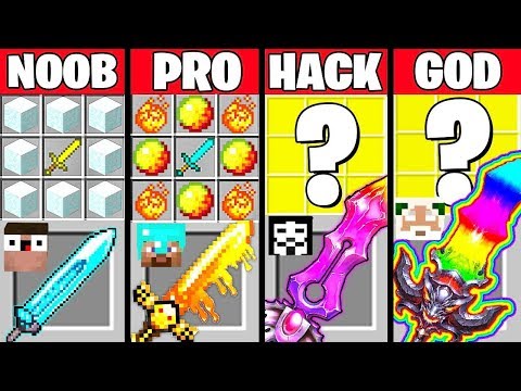 Minecraft Battle: SWORD COMPILATION CRAFTING CHALLENGE NOOB vs PRO vs HACKER vs GOD Funny Animation