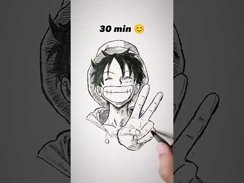 How to Draw Luffy in 1hr 😳 #shorts #anime #drawing