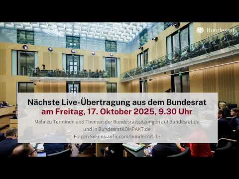 Livestream der 1057. Plenarsitzung des Bundesrates
