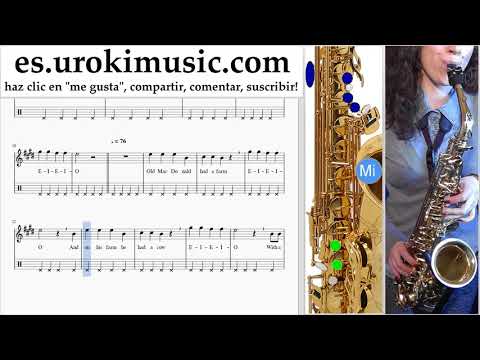 Como Tocar Saxofon (alto) Old MacDonald - Had a Farm Tablatura Parte#2 um-b927