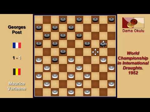 Maurice Verleene (BEL) - Georges Post (FRA). Draughts World Championship. 1952.