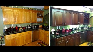 How To Do It Yourself Kitchen Cabinet Color Change No Stripping and Cheap Refinishing!