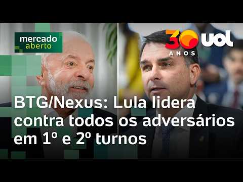 Lula lidera sobre Flávio Bolsonaro, Zema, Caiado e Renan Santos no 2º turno, diz BTG/Nexus