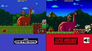 SNES vs Genesis Chuck rock playthrough