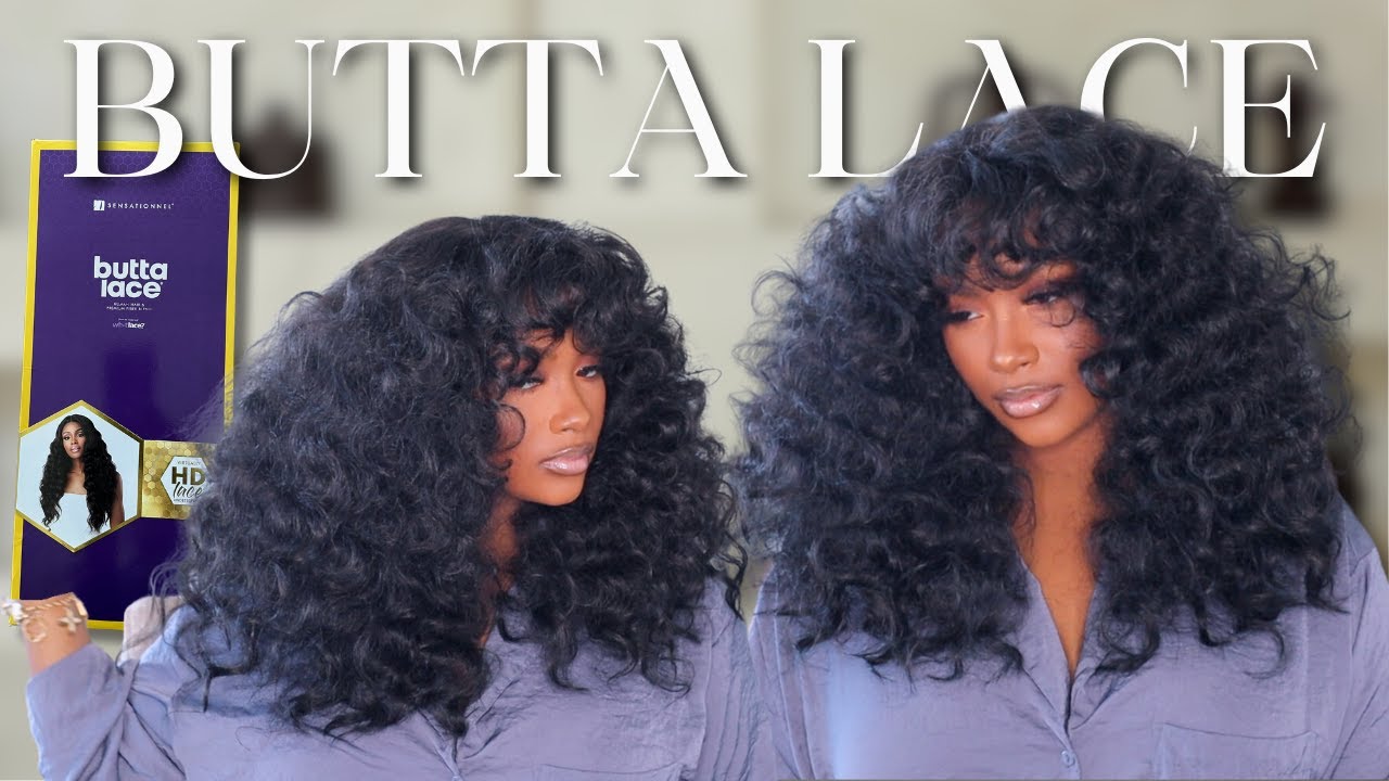 😍 $33 Super Affordable Curly Bang Wig Tutorial|Butta Lace HollyWood Wave 26