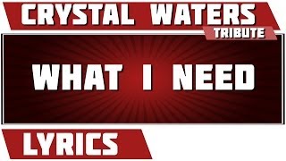 What I Need - Crystal Waters tribute - Lyrics