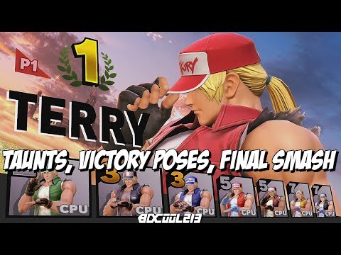 Terry Bogard | Super Smash Bros Ultimate | All Taunts, Final Smash & Victory Poses