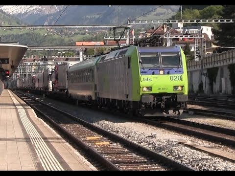 BLS 485020 TRAXX LOK ~ Ralpin Rollende Landstrasse Spiez 16/05/2017