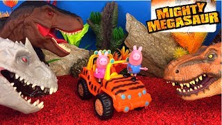 ADVENTURE WHEELS MIGHTY MEGASAUR T-REX DINOSAUR WITH LIGHTS SOUNDS ACTION PEPPA PIG GEORGE ON SAFARI