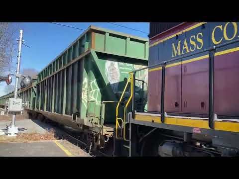 LTEX 3815 leads Mass Coastal trash train at the old Sandwich Station