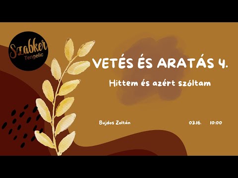 VETÉS ÉS ARATÁS IV. Hittem és azért szóltam // Bujdos Zoltán