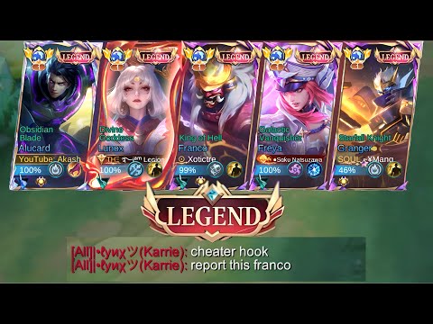 TOP GLOBAL !! 5 MAN LEGEND SKIN IS FINALLY HERE💀 ( enemy got humble ) GLOBAL FRANCO GAMEPLAY - MLBB