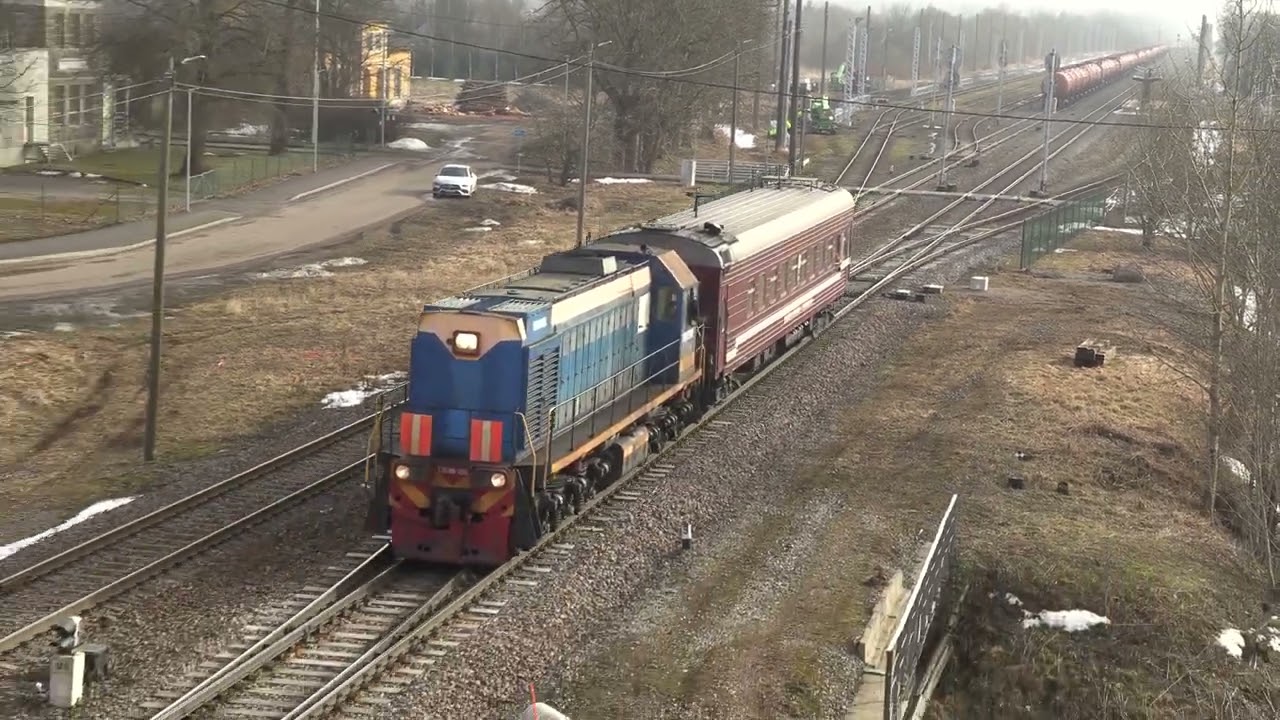 Тепловоз ТЭМ18-196 с путеизмерителем / TEM18-196 with track measurement car