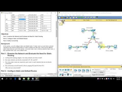 [CCNA S2] 6.2.2.4 Packet Tracer - Configuring IPv4 Static and Default Routes