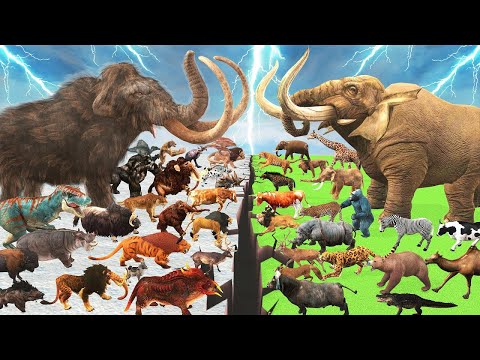 Animal Epic Battle Prehistoric Mammals VS Modern Mammals Size Animal Revolt Battle Simulator