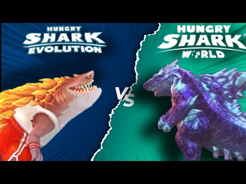 SHIN SHARKJIRA VS MAGMAJIRA - HUNGRY SHARK WORLD VS HUNGRY SHARK EVOLUTION