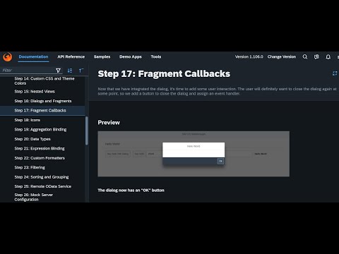 SAPUI5 Walkthrough Step 17- Fragment Callbacks   #sap #sapui5 #ui5