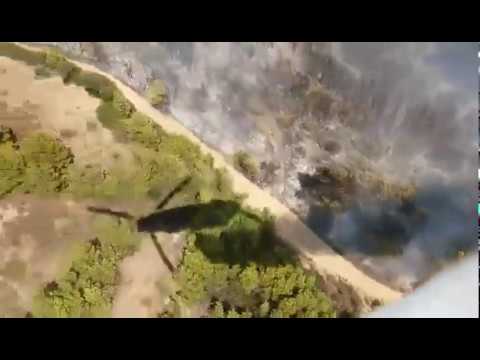 Aerial firefighting from a CH-47D (Chinook) at Kalyvia Thorikou, Athens Greece