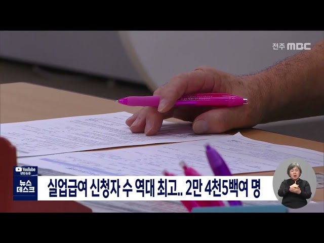 도내 실업급여 신청자수 역대 최고치
