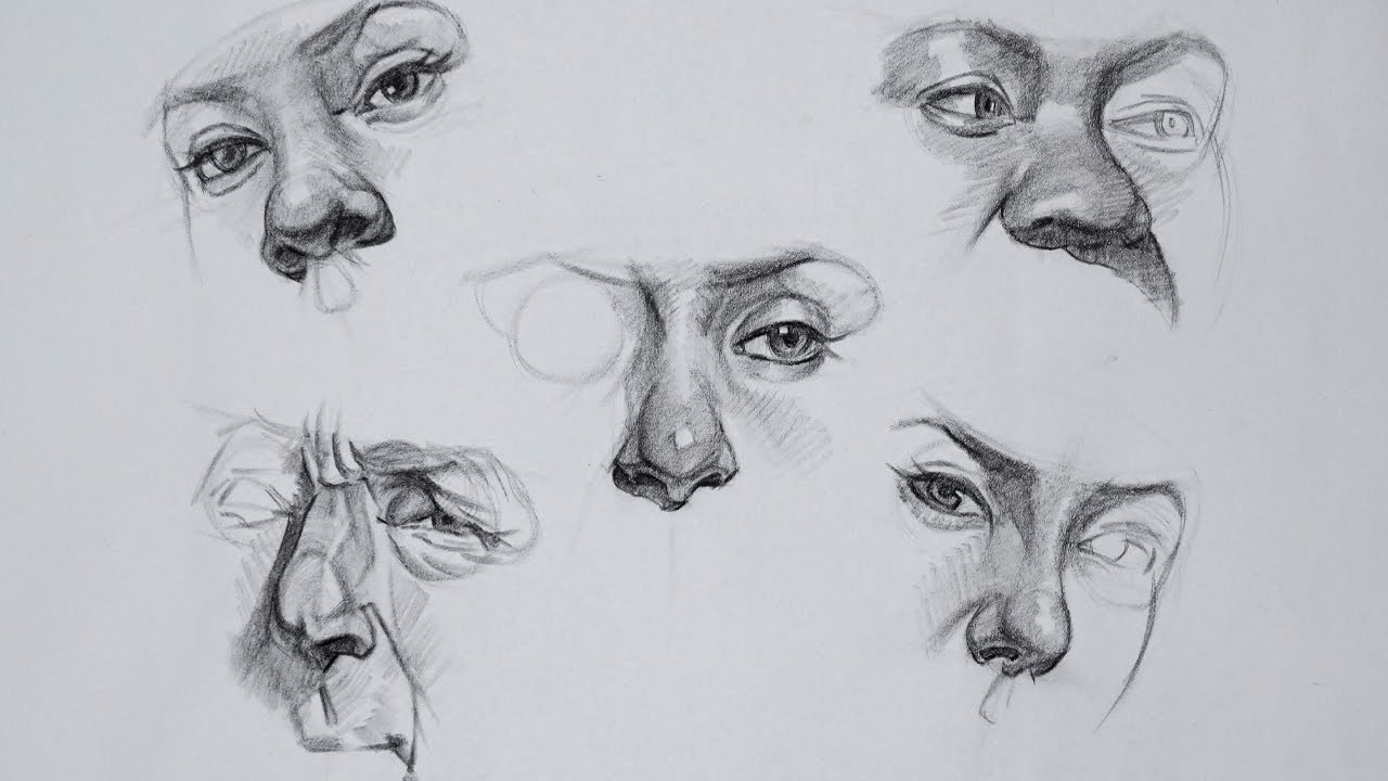 Nose Anatomy and Eye Drawing Techniques from My Old Art School Notebook