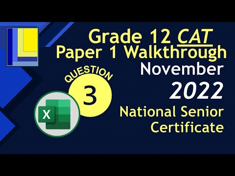 Computer Applications Technology Grade 12 Paper 1 November 2022 Q3 - Excel Spreadsheet