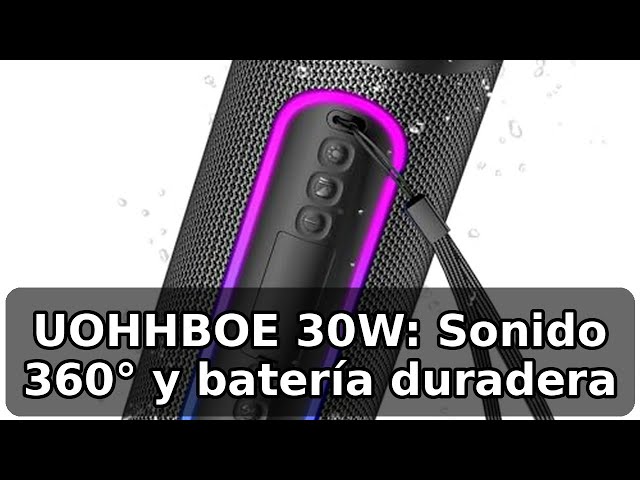 Vídeo relacionado con UOHHBOE - Altavoz Bluetooth Potente 30W, Bajos Profundos y Agudos Nítidos, Bluetooth 5.4, 30H Reproducción, IPX5 Impermeable, RGB Luces, Altavoz Portátil TWS, Apoya Micro SD AUX TF Tarjeta