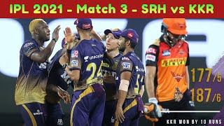 KKR vs SRH Scorecard Match 3 Stats IPL 2021 Photos Playing 11 Status Kolkata Hyderabad in Chennai
