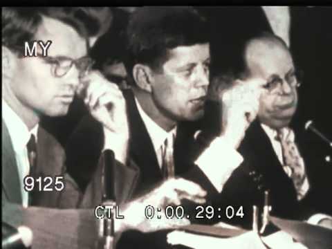 1957 John F. Kennedy Questions Jimmy Hoffa