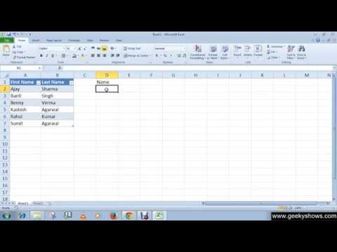 Microsoft Office Excel 2010 Sort Filter and String Function Concatenate