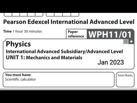 IAL Physics Unit 1 January 2023 Question Paper solution Edexcel WPH11/01 (Physics U1)