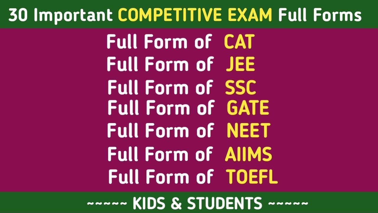 30 Most Important COMPETITIVE EXAM Full Forms | Abbreviations & Acronyms