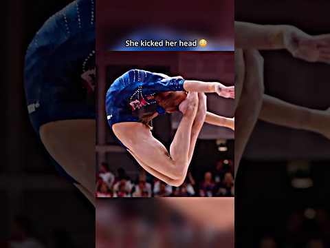 How can she do this and then land back on the Beam🤯 #gymnastics #sports #jump #olympics #beam