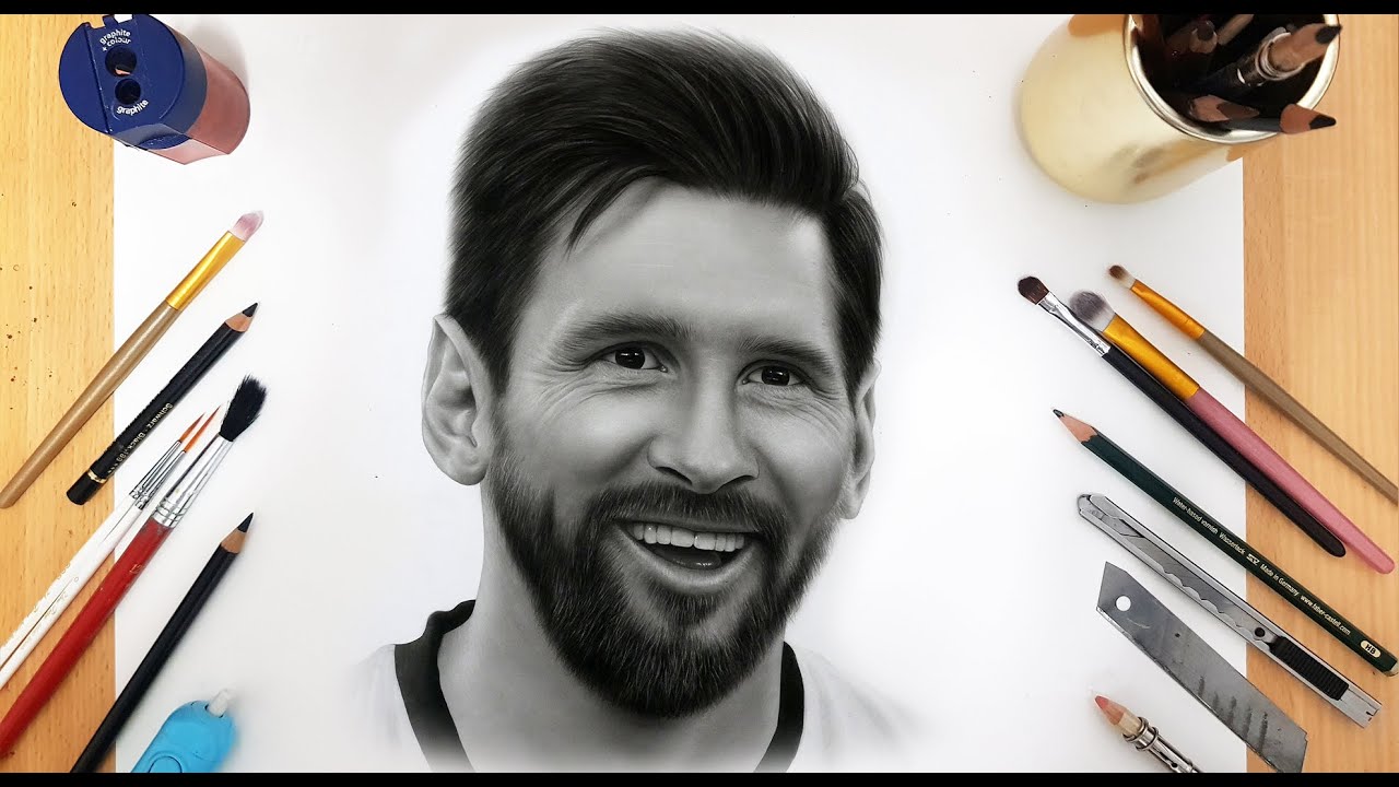 Drawing portrait of Lionel Messi | Pencil&DryBrush | KazemFineArt