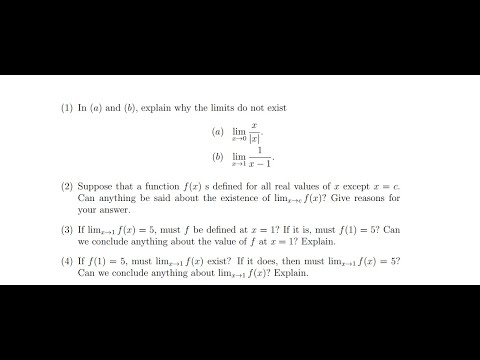 In (a) and (b), explain why the limits do not exist
