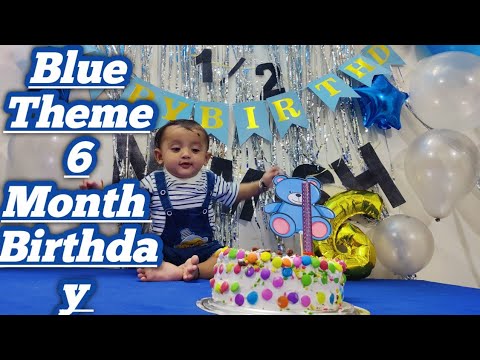 Aese Special Banaya Namish 6 Month Birthday ll Blue Theme Party ll Rainbow 🌈 Cake ll @Namishandmom