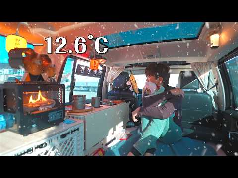 Cozy car camping in the strong winds, severe cold, and blizzards