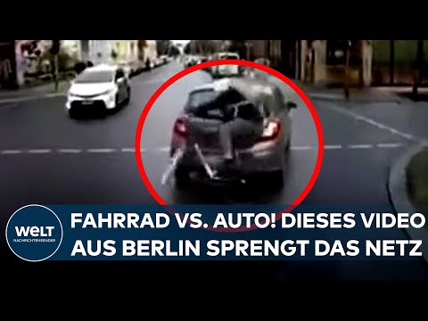 BERLIN: Dieses Unfall-Video sprengt das Netz! Radfahrer vs. Auto - und eine Frage steht im Raum