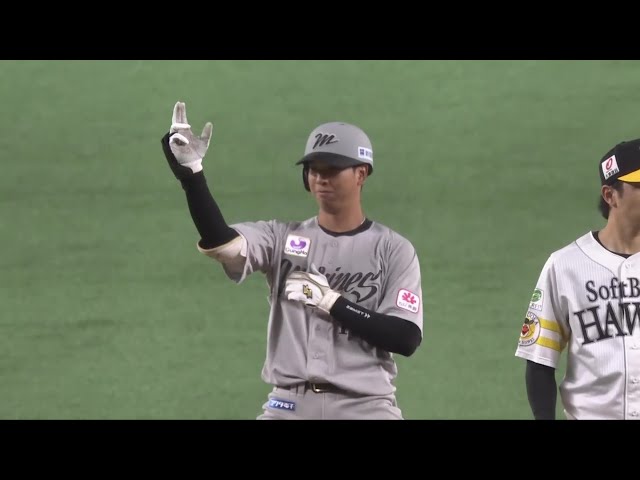 【2回表】昇格後即結果を残す!! マリーンズ・上田希由翔 一塁線を破る2点タイムリー2ベースで先制!! 2025年7月15日 福岡ソフトバンクホークス 対 千葉ロッテマリーンズ