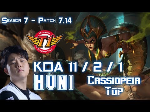 SKT T1 HUNI CASSIOPEIA vs SINGED Top - Patch 7.14 KR Ranked