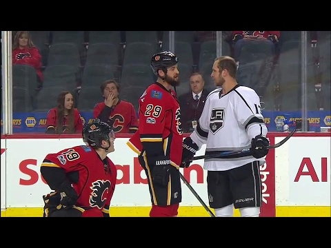 Tempers flare as Kings jaw at Tkachuk & Flames before puck drop