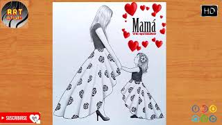 Dibujo DEL MEJOR REGALO PARA del día de la madre || dibujo a lápiz para principiantes