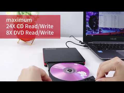 Rioddas External CD Drive, USB 3 0 Portable CD DVD +  RW Drive Slim DVD CD ROM Rewriter Burner
