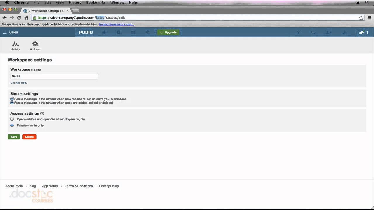 Configuring Workspace Settings - Workspaces In Podio