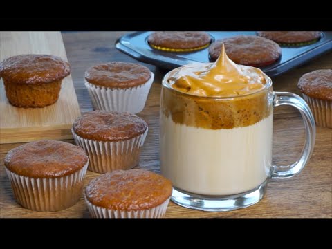 Cupcakes de Café y Café cremosito Dalgona ☕️ receta de pan dulce con café