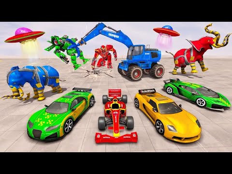 Excavator Robot Car Game Dinosaur